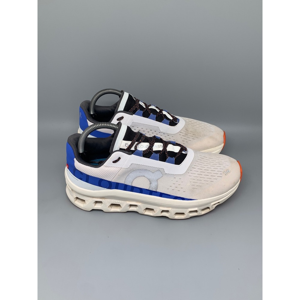 On Cloudmonster White Blue Orange Running Shoes 61.98648 Women's Sz 9.5
